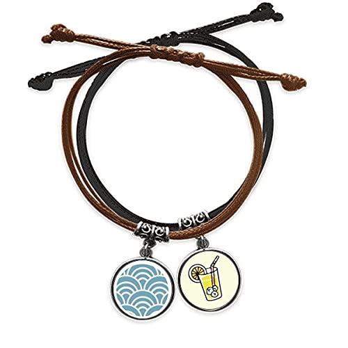 Ensemble vague japonais d'Edo bracelet corde et cuir pour homme