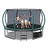Trampolin Outdoor,Gartentrampolin mit Sicherheitsnetz,Rundes Kindertrampolin mit Leiter und Schuhbeutel,Kürbis-Design Riesentrampolin,Outdoor Trampolin für Kinder & Erwachsene (10FT / ⌀305CM)
