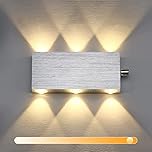 Lightess 6W Dimmable LED Wall Lights with Switch Indoor Stepless Dimming Wall Lamp Brushed Aluminum Up Down Wall Light for Bedroom Living Room Hotel Lounge Hallway Wall Lighting Fixture - Warm White