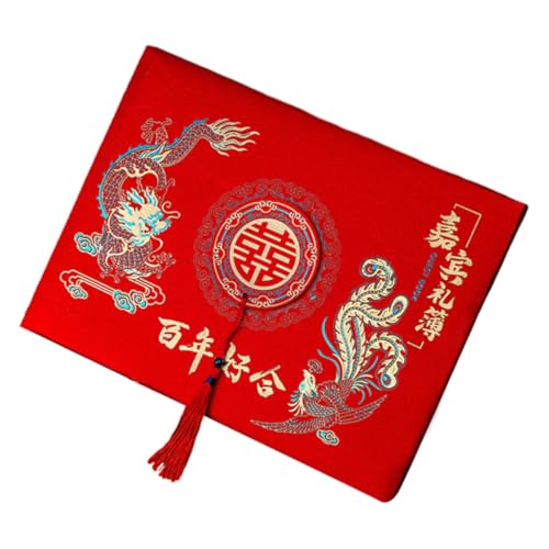 Zerodeko Livre D'or Carnet de Signatures en Papier Vintage pour Mariage Style Chinois Pratique pour Enterrement de Vie de Jeune Fille et Souvenirs de Fête