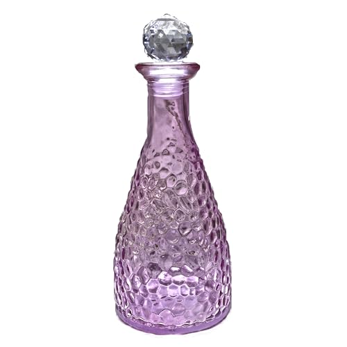 TRU HEART BRAND Lavender Hammered Glass Bottle with Stopper,