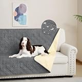 DUJUIKE Copridivano 100% impermeabile per cani, coperta per animali domestici, protezione per mobili per bambini e animali domestici, con fondo antiscivolo, per 3 posti (Grigio, 173 x 208 cm)