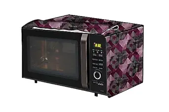 The Furnishing Tree PVC Waterproof Microwave Oven Cover compatible for Haier 20 L Convection HIL2001CSPH Chekered Pattern Maroon