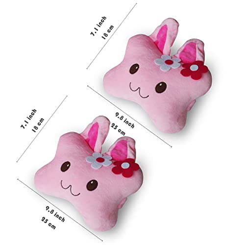 Image of Sexysamba Car Headrest Pillow,Cartoon Neck Pillow for Car,Comfortable Soft Car Seat Pillow for Driving,Head Rest Cushion,Cute Neck Pillow for Travelling and Home 2Pcs (Pink Rabbit)