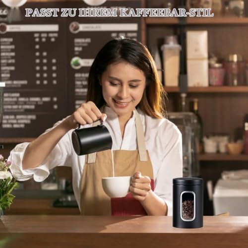Foto von HMCEY Kaffeedose Luftdicht Edelstahl 11 X 17.3 CM,Kaffeebohnen Aufbewahrung Dose,Vorratsdose Kaffeebehälter Kaffeepulver,Coffee Beans Container,Coffee Storage Jar,Tee Behälter Metall mit Sichtfenster