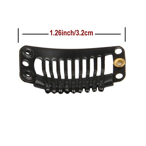 20Pcs 9-Teeth Stainless Snap Comb Wig Clips, Hair Extension Clips, Wig Accessories Clip, Diy Clips For Hairpieces Wigs Hair Extensions (Black) #TOP2