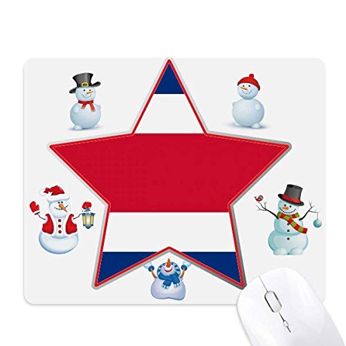 Tapis de souris drapeau Costa Rica antidérapant avec motif étoile de bonhomme de neige