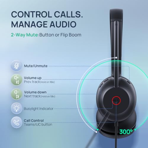 Image of Yealink UH35 2nd Gen Wired Headset, USB-C /A,AI Noise Canceling Mic,HD Audio