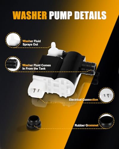 Image of ROADFAR Rear Windshield Washer Pump Fit for Hyundai for Accent 2001-2005 | Fit For Hyundai For Elantra 2009-2012|For Kia For Sportage 2005-2010|OEM:98510-2L100|98510-1F100|with Grommet