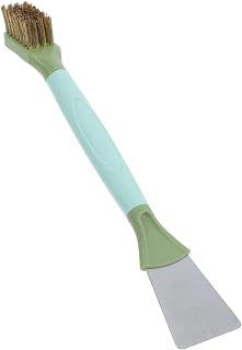 Crevice Cleaning Brush with Scraper, Dual Head, Stiff Bristles Green