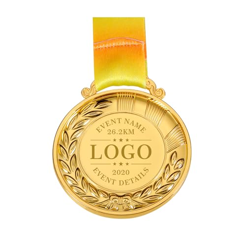 Custom Pieces Gold Award Medals-Winner Medals Gold Prizes for Sports, Competitions, Party, Spelling Bees, Event Style, Metal Award Medals, Perfect for School Competitions, Coaches, Students (Gold)