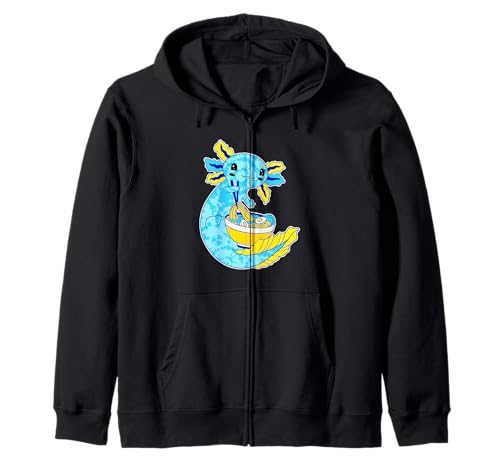 Axolotl Ramen Bowl of Noodles Kawaii Anime Cute Type Dye Sudadera con Capucha