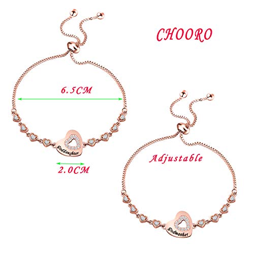 CHOORO Godmother Goddaughter Bracelet Goddaughter Baptism Point Drill Gift Mother's Day Gift for Godmother (godmother/daughter suit)2