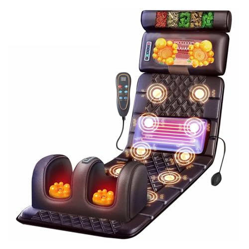 Colchoneta de Masaje Cuerpo Completo con Calefacción Almohadilla de Colchón de Masaje Eléctrico con 10 Motores Vibrantes Colchón Masajeador Plegable para Cuello Espalda Pierna Relajación Muscular