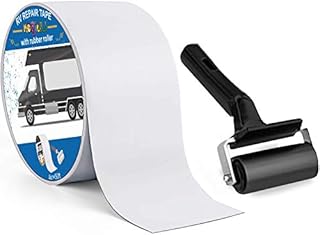 Magic4U RV Motorhome Caravans Roof Sealant Tape 4" x50' feet with Rubber Roller, UV & Waterproof White Seal Tape for RV Roof Repair, Window, Boat Sealing, Truck and Camper Roof Leaks