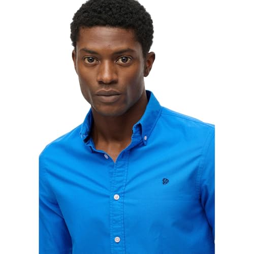 Superdry Para Hombre. M4011037A Camisa Classic Oxford Azul (S), Casual, AlgodóN, Manga Larga - 4