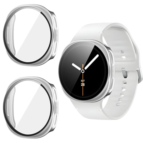Kimiyaki 2 Pack for Samsung Galaxy Watch 8 44mm Screen Protector Case [Full Coverage], Hard PC Bumper All-Around Protective Accessories for Samsung Watch 8 44mm Built-in Tempered Glass Film - image 1