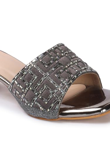 Image of Carlton London Women Stylish Fashion Embellished Ethnic Sandals for Outdoor, Party, Wedding and Holidays with Block Heels