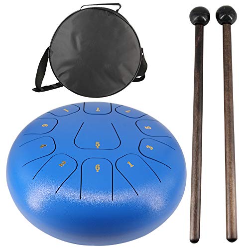 Tambour de langue en acier avec maillets de 12 pouces 11 notes bleu Cover