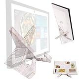 HOOKMEMO Solid Wood Tabletop Stand for Calenda, ech0 Show 15,ech0 Show 21,ipad,Cookbook,Support Both Horizontal and Vertical Modes. (White)