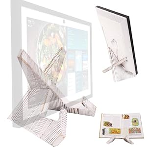 Soporte de mesa de madera maciza para calenda, ech0 Show 15, ech0 Show 21, ipad, libro de cocina, soporta modos horizontales y verticales. (blanco)