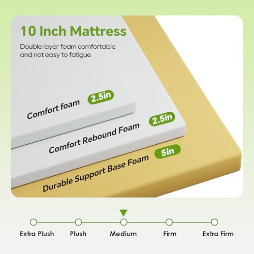 Image of PayLessHere | 10 Inch Cal King Mattress | Medium Firm Base Foam Mattress