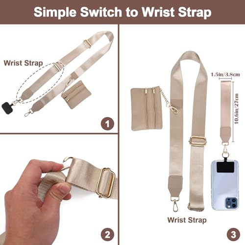 Image of XANGNIER Clip and Go Strap for Phone with Wallet Crossbody, Phone Strap with Zippered Wallet, Adjustable Anti Theft Cellphone Lanyard for Women, Cellphone Chain Accessories,Multicolor 7