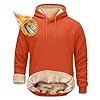 Couawaticy Hoodies for Men UK Warm Thick Fleece Lined Thermal Hooded Pullover Jumper Casual Hoody with Kangaroo Pocket Orange #5