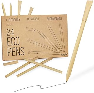 Agile Home and Garden Eco Friendly Pens with Low-Waste Packaging (Pack of 24) - Back to School Supplies, Vegan Eco Friendly Biro Pens Black - Eco Friendly Products - Eco Friendly Christmas Gifts