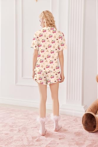Image of Ekouaer Pajamas Set for Women Short Sleeve Sleepwear Button Down Pjs Lounge Sets Soft Nightwear