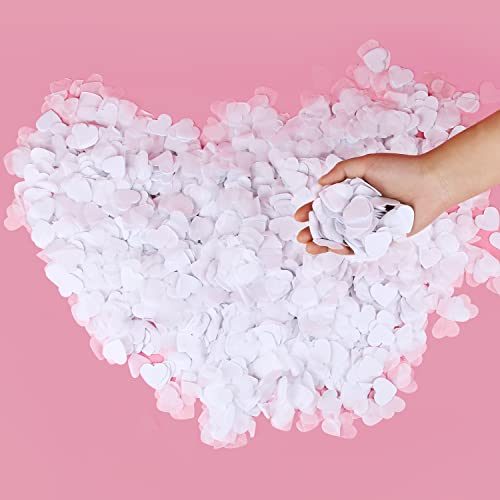 Image of BATTIFE White Heart Shaped Confetti, Tissue Paper, Table Confetti for Wedding Celebrations Party (200 Grams)