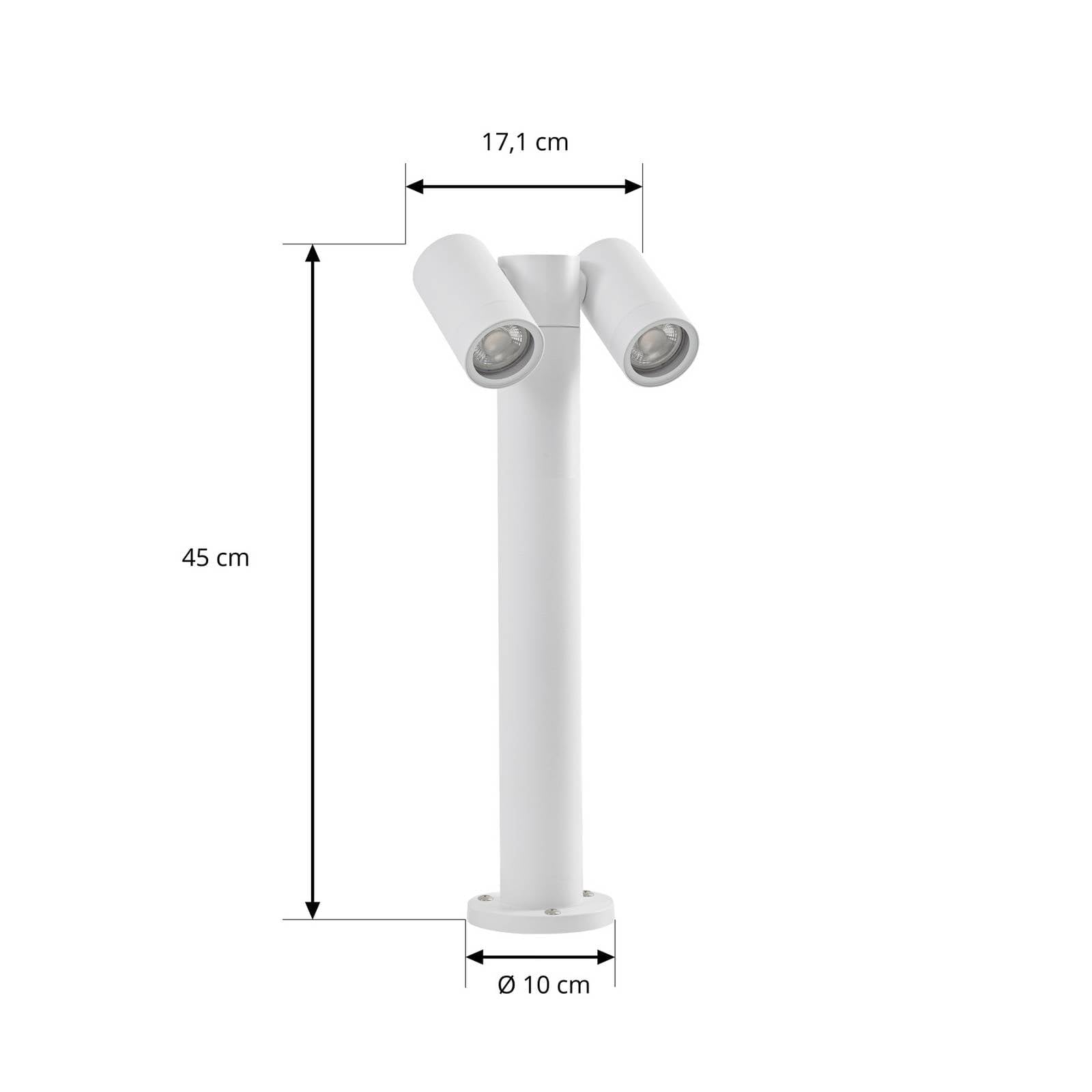 Lampa zewnętrzna Tulimar (nowoczesna) w kolorze białym z aluminium (2 żarówki, GU10) – lampa ścieżkowa, lampa ścieżkowa, lampa cokołowa
