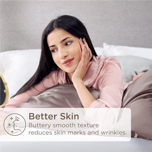 image for Bedsure Satin Pillowcases, Similar to Silk Pillow Cases Queen Size Set