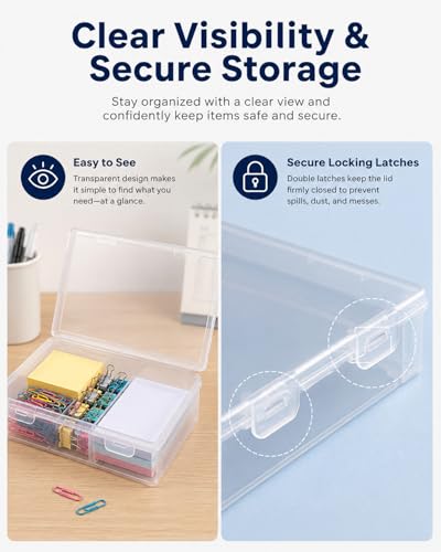 Image of Small Plastic Containers, 8 Pack Pencil Box Clear Pencil Case Clear Plastic Storage Containers, Beads Storage Box Craft Storage Containers For Beads, Crafts, Jewelry, Small Items,6.7 x 9.1 x 2 inches
