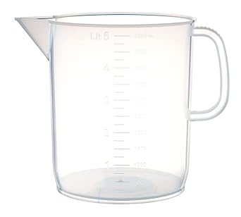 United ScientificTM Plastic Pitcher, 5000mL 1.32 Gallons - Large Pitcher with Spout - Raised Graduations - Chemical Resistant, Autoclavable, 1 Each