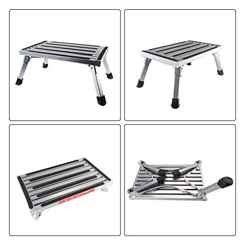 Gimify RV Steps Stool Folding Platform Stepping Stool Sturdy Aluminum Ladder with Non-Slip Rubber 450lb Capacity for Motorhome Trailer - Thumbnail 4