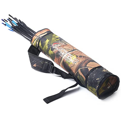 Arrow Quiver, Archery Lightweight Back Arrow Quiver Dual Use Foldable Compact Hip Arrows Bag for Recurve Bow Compound Target Practice Nylon Arrow Bagï¼ˆCamoï¼‰
