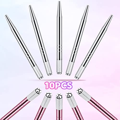 Microblading-Pens-10-Piece-Manual-Eyebrow-Pens-Microblade-Pen-Aluminum-Microblading-Hand-Tools-Light-Manual-Microblade-Tool-Microblade-Holder-for-Makeup-Supplies-Salons2-Colors-Silver-Pink
