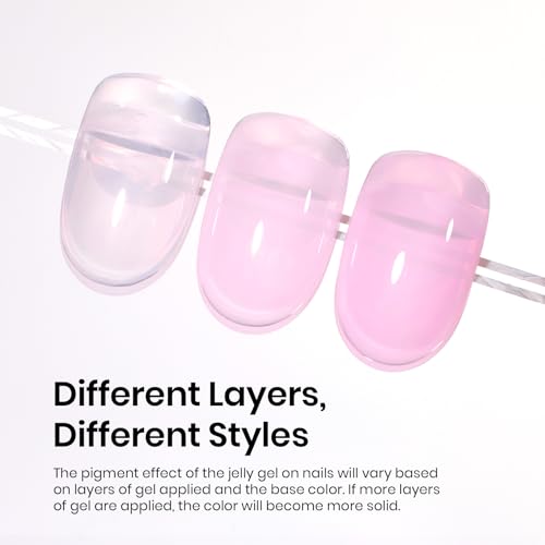 Image of Beetles Jelly Pink Gel Nail Polish, 15ML Baby Pink Sheer Clear Jelly Spring Summer Gel Polish Bubblegum Theme Glaze Long Lasting Soak Off UV French Manicure Nail Art Gift for Women