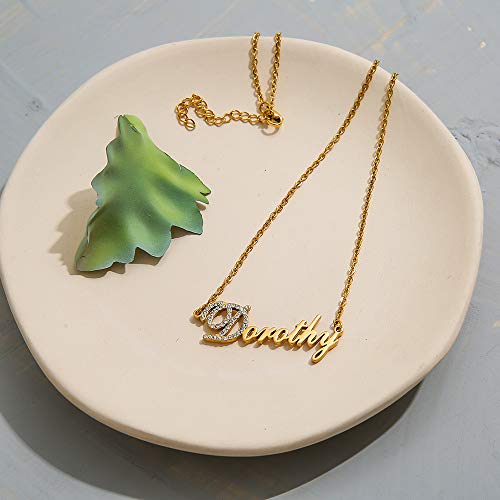 Personalized Custom Name Necklace Stainless Steel Crystal Pendant in Gold Plated Custom Made with Any Name Chain2