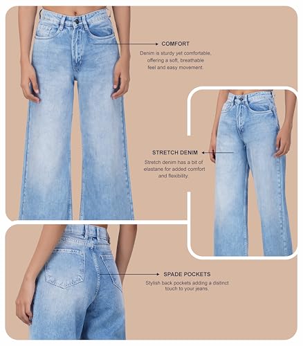 Image of i'sol Jeans for Women | Baggy Jeans for Women High Waist | Wide Leg Jeans for Woman | Bell Bottom Jeans