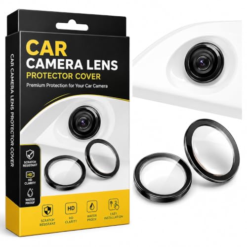 Image of Car Camera Lens Protector Cover, 2 Pack 9H Acrylic Guard with 3M Adhesive, Waterproof Anti Scratch Anti Fog Ring for Reverse Side 360 Parking Cameras