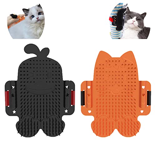 2 Packs Pet Self Groomer and Massage Combs, Cat Wall Scratcher with Catnip, Grooming Brushes for Long &amp; Short Fur Cats, Dogs, and Kittens