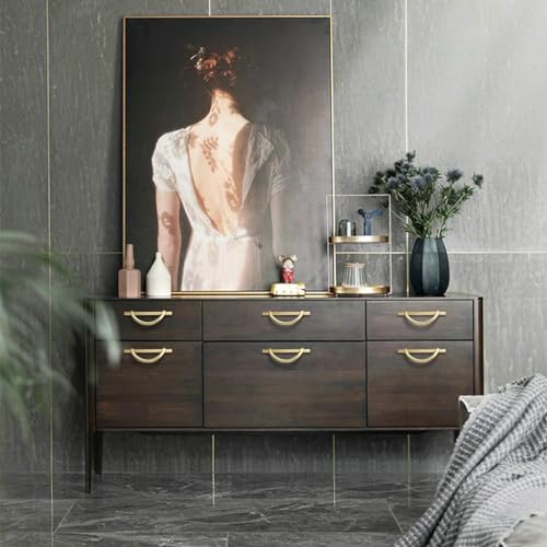 Dapaniy Maniglie Per Cassetti In Oro Spazzolato, A Forma Di Mezza Luna, Maniglie Per Cassetti In Oro, Maniglie Da Cucina Antiche Per Armadietti, 4 Confezioni Da 3,190,5 Cm - 3