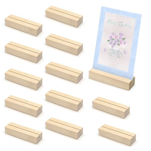 Naler 12 Stück Kartenhalter Holz Tischkartenhalter Kartenständer Menükartenhalter Postkartenhalter Fotohalter für Hochzeiten, Restaurants, Bankette und Partys Menükartenhalter (Protokoll)