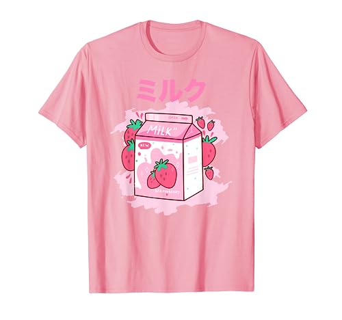 Funny Retro 90s Japanese Kawaii Strawberry Milk Shake Carton Camiseta
