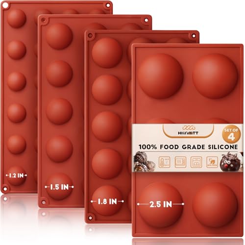 Image of HKNMTT Hemisphere Silicone Molds 4 Size Set for Hot Cocoa Chocolate Bombs Valentines Semi Ball Making Kit Cake Decor Mould, Food Grade Non-stick Kitchen Baking Supplies Oven Safe