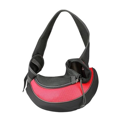 FFF-Red-L-GPCT1096 Hand Free Sling Adjustable Padded Strap Tote Bag Breathable Shoulder Bag Carrying Dog & Cat Red - Large