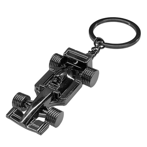Image of KITUREK 3D F1 Race Car Keychain, Zinc Heavy Duty Racing Model Keychain, Car Key Ring Present for Father Husband Boyfriends (Black)