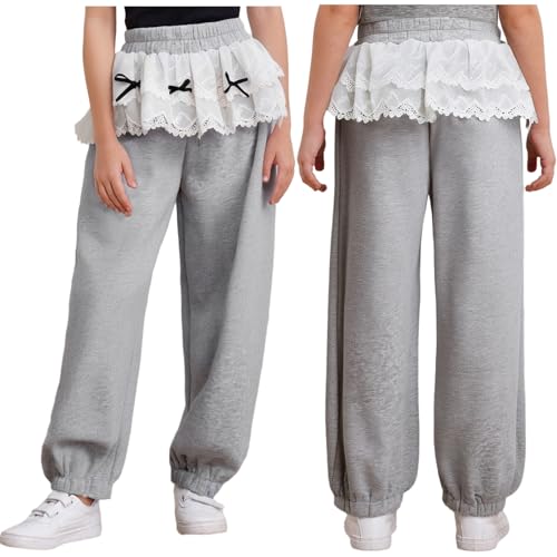 YiZYiF Casual Track Pants for Girls Wide Leg Trousers Streetwear High Waist Jogger Pants Sports Bottoms